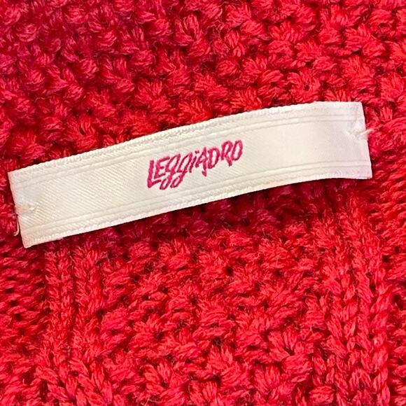 Leggiadro Raspberry Pink Cable Knit Toggle Cardigan Sweater Made in Italy Size L - Picture 5 of 6